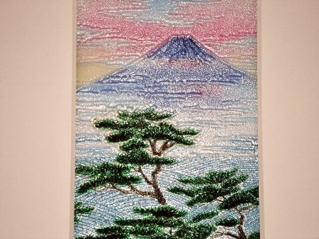 七宝焼 額 富士山と松