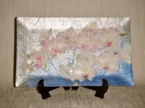 七宝焼 飾皿 5×8胡蝶蘭