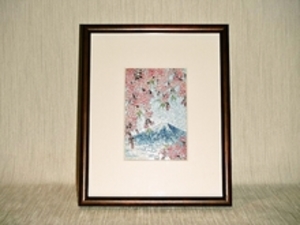 七宝焼 額 富士山と桜