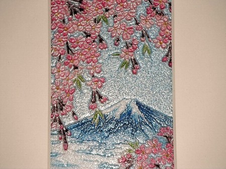 七宝焼 額 富士山と桜