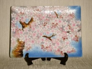 七宝焼　飾皿　6×8桜
