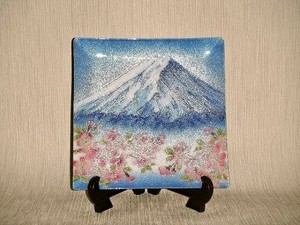 七宝焼　飾皿　8×8富士桜