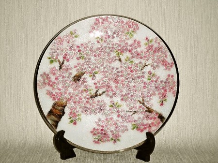七宝焼　飾皿　9丸桜