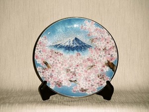 七宝焼　飾皿　10丸富士桜