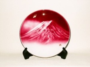 七宝焼　飾皿　10丸赤富士