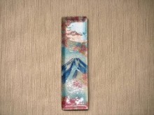 七宝焼　飾皿　4×4　赤富士